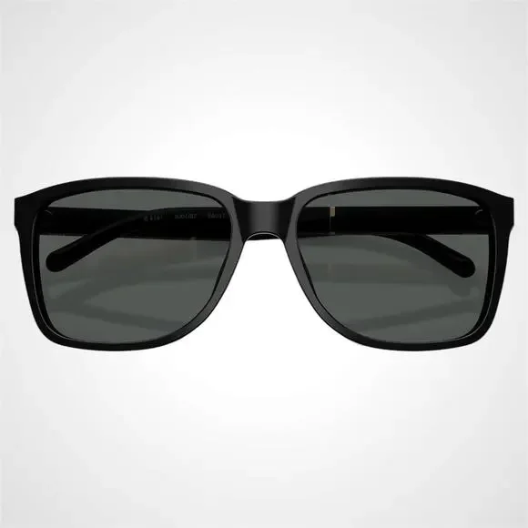 New Burberry Sunglasses Black Solid Square Frame Brown Check Arms 58mm